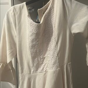 Elegant Cream Dress with Lace Detail